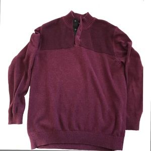 Roundtree & York burgundy snap neck sweater 2XTall